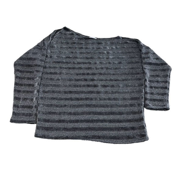 White Birch Gray Striped Sweater Off One Shoulder Size Small - Picture 2 of 6